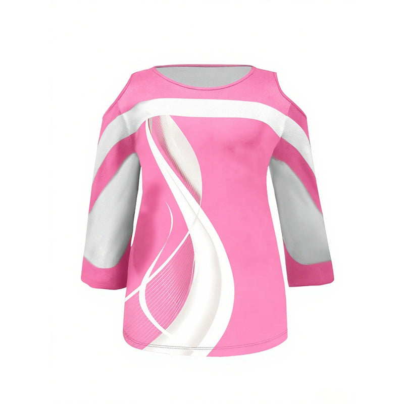 👚Specjalne oferty Plus Size👚Najlepiej sprzedający się top z odkrytymi ramionami w blokach kolorów