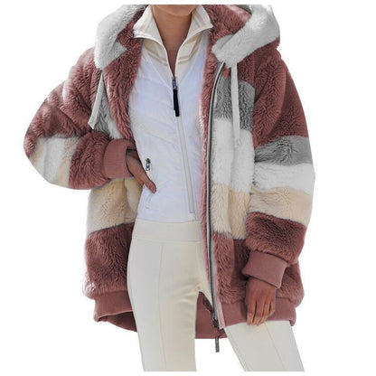 ☃️❄️[S-5XL] 2025 nowa damska kurtka w grube, pluszowe kontrastowe paski