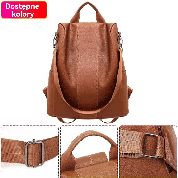 🎒Stylowy, wielofunkcyjny plecak damski wykonany z miękkiej skóry - można nosić na jednym lub na obu ramionach