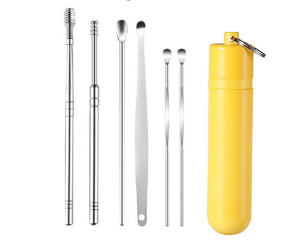 👂6 darabos fülzsír-eltávolító eszközkészlet tárolócsővel | Teljes fülápoló készlet – 6 az 1-ben eszközök! 👂