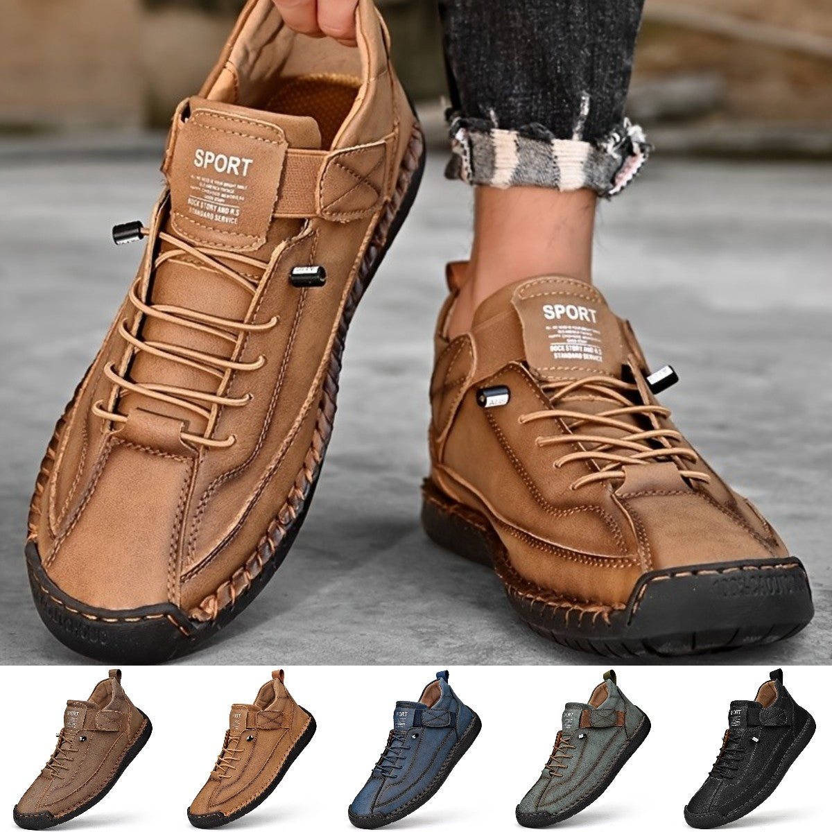 🔥【50% OFF】【38-48】👟👟Casual obuwie męskie na co dzień, robocze, outdoorowe, szyte buty