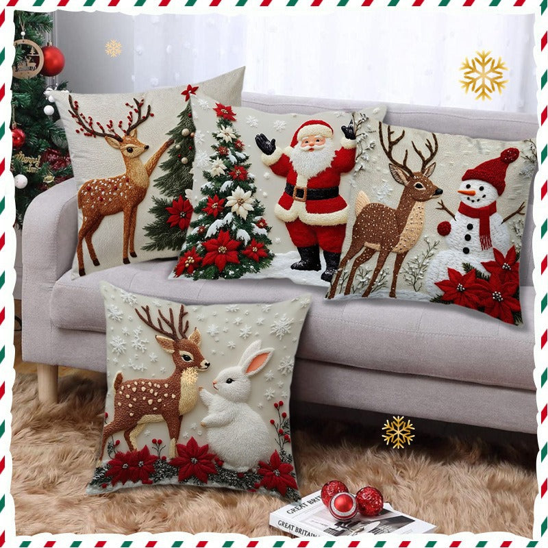 🔥【4 darabos szett】🎅Karácsonyi akció 49% kedvezménnyel🎄Karácsonyi témájú párnahuzatok