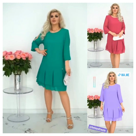 💕【S-5XL】👗Rochie elegantă cu imprimeu din plasă în trei culori