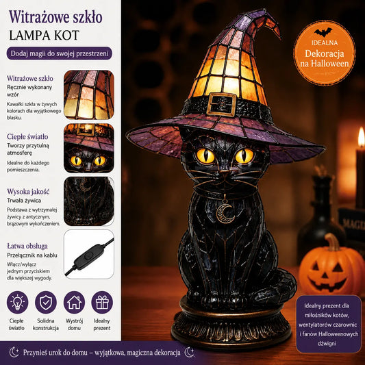 🧙‍♀️✨Lampa w kształcie kapelusza czarownicy, ozdoba z żywicy, ozdoba na biurko, lampa stołowa