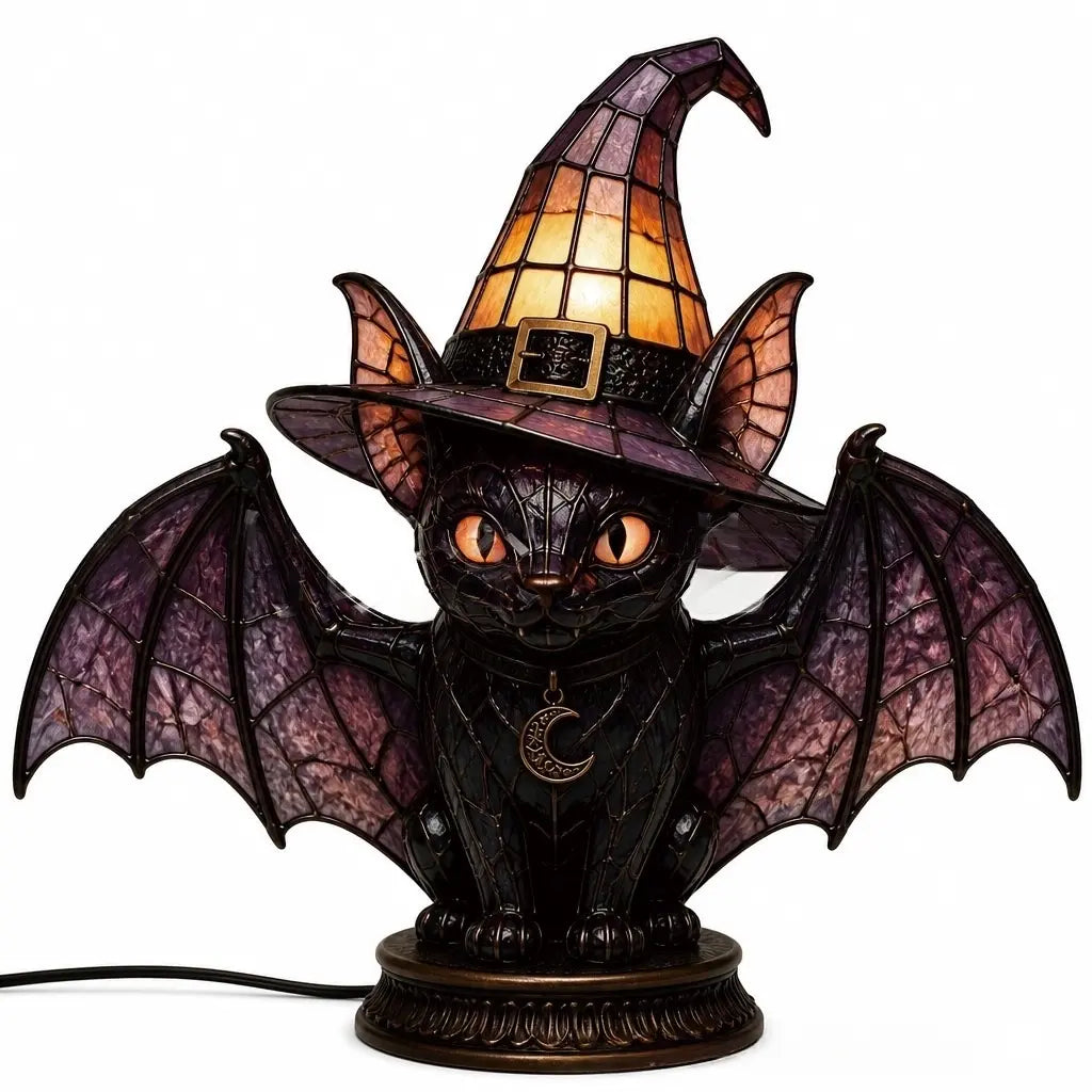 🧙‍♀️✨Lampa w kształcie kapelusza czarownicy, ozdoba z żywicy, ozdoba na biurko, lampa stołowa