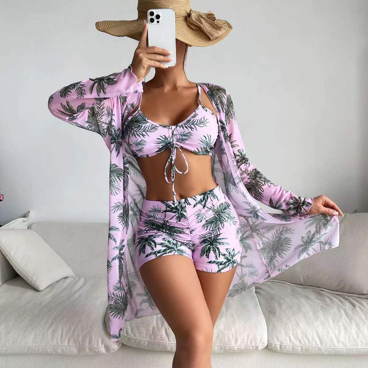 👙☀️【S-XL】2026 Nowy trzyczęściowy zestaw kąpielowy z szalowym wzorem