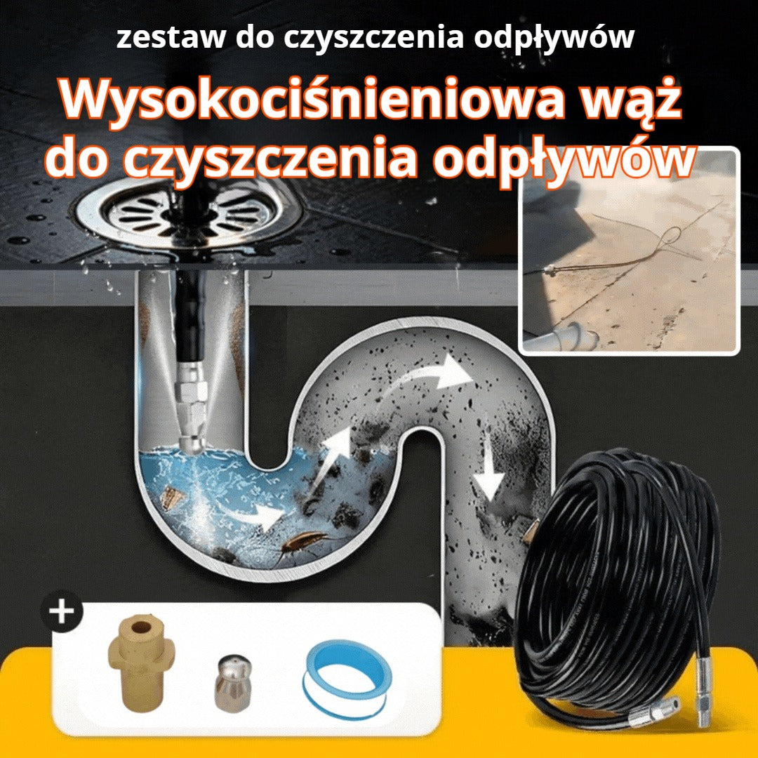 💦 TERAZ 50% TANIEJ! 🚿 Zestaw do czyszczenia odpływów 5800 PSI – dysza wysokociśnieniowa i wąż do udrażniania zatkanych odpływów/rur, kompatybilny z większością myjek ciśnieniowych 🔧📦