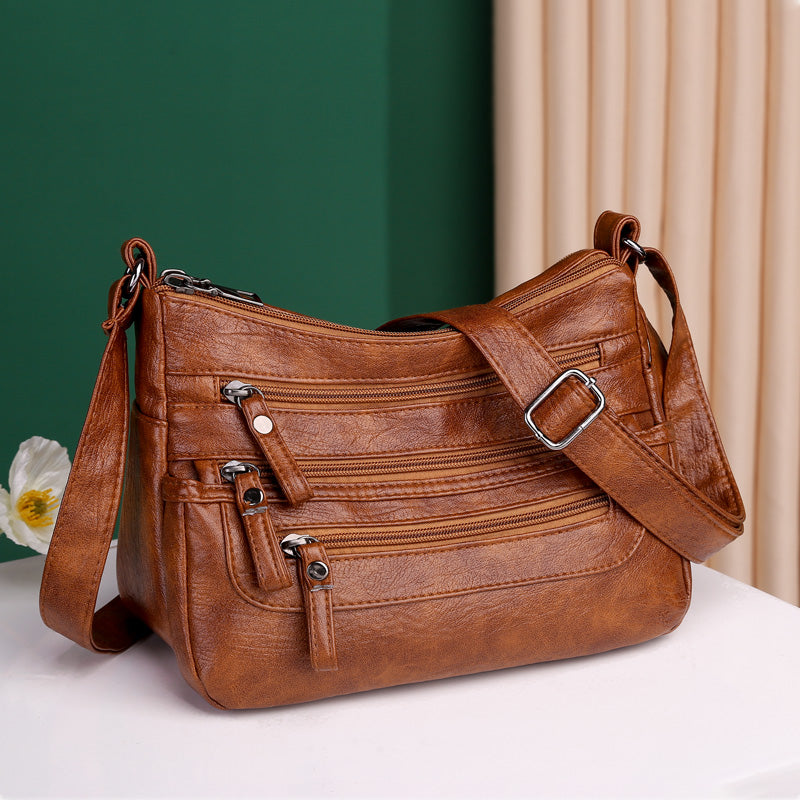 Modna torba na ramię z miękkiej skóry o dużej pojemności