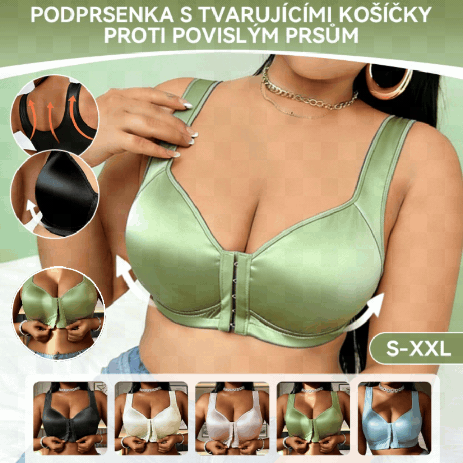 😍👙【3 sztuki】【40-100 kg】Biustonosz push-up dla kobiet w dużych rozmiarach, bez fiszbin, z zapięciem z przodu i zapobiegający zwisaniu