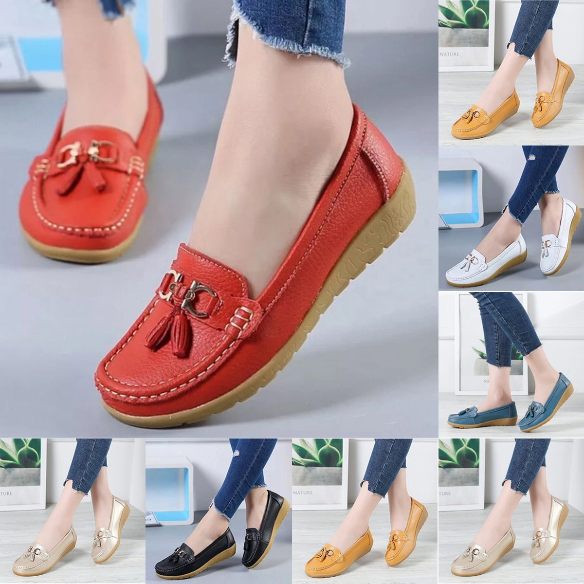 🔥【35-44】Nowe, oddychające i wygodne damskie skórzane buty z miękką podeszwą