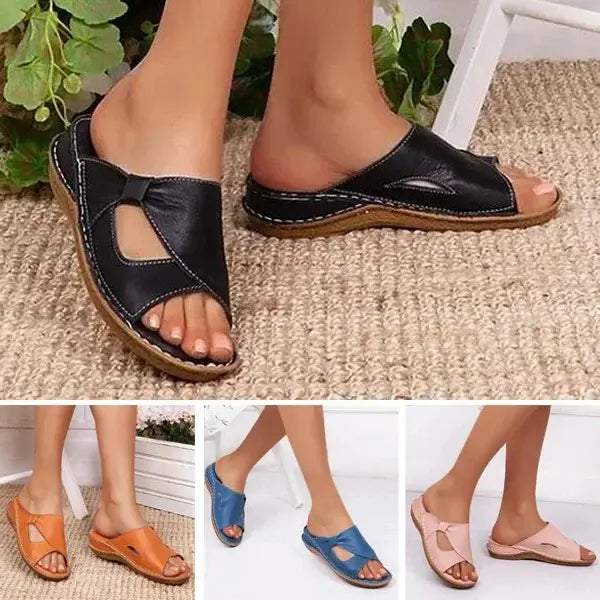 ✨👡【Wyprzedaż letnia】🔥🌈【35-43】Nowe letnie modne wygodne damskie skórzane sandały domowe kapcie na zewnątrz