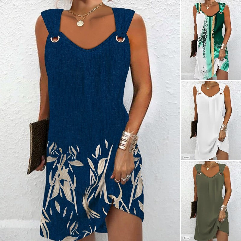 🔥2026 Wiosna Lato Nowa sukienka bez rękawów z dekoltem w kształcie litery V, z metalowymi guzikami