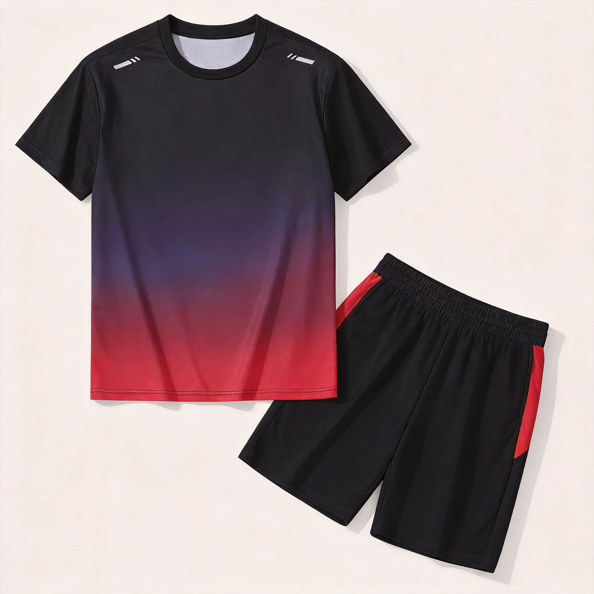 Nowy szybkoschnący zestaw sportowy (unisex) – swobodny komplet z krótkim rękawem w dużych rozmiarach; chłodzący, szybkoschnący materiał typu „ice-silk”