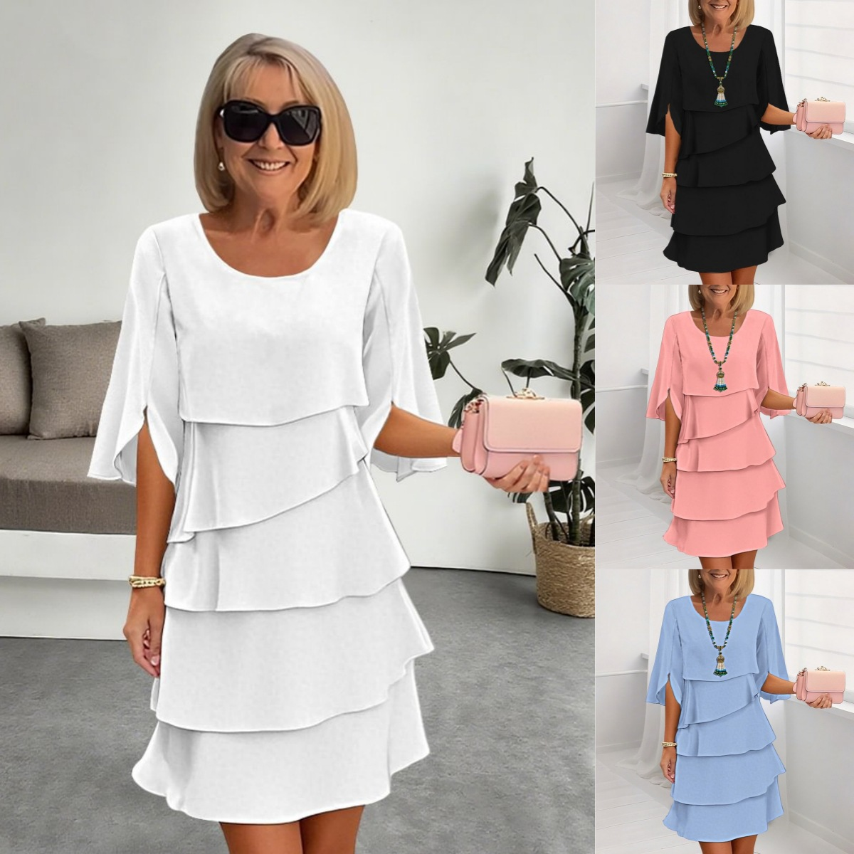 💃🎁【S-3XL】✨Elegancka, wielowarstwowa sukienka z falbankami na mankietach, stylowa i wyrafinowana💃