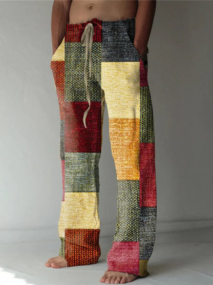 ✨👖【10 kolorów🌈】【S-6XL】😍 Męskie dopasowane spodnie, bawełna i len, duże rozmiary, swobodny i zrelaksowany styl boho, spodnie z szerokimi nogawkami