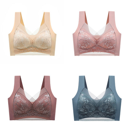 【30%OFF】🔥【4 darabos】👙【40-110 KG】Kényelmes varrat nélküli csipke melltartó