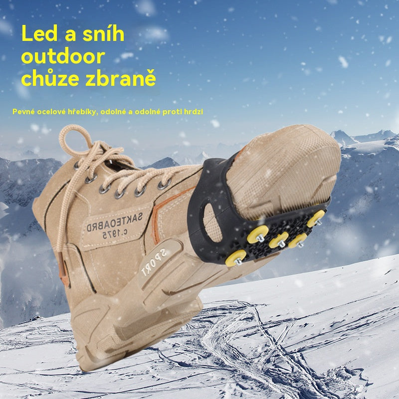👴🚶🏔️❄️Polainas para crampones antideslizantes invisibles de cinco dientes, crampones para exteriores, adecuadas para caminar en condiciones de nieve durante el invierno.