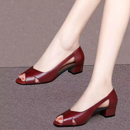 👠【Zniżka ograniczona czasowo】 [Rozmiary 35-40]🔥 Nowe, oryginalne skórzane sandały, niski obcas, wygodne, stylowe i eleganckie，Sandały damskie