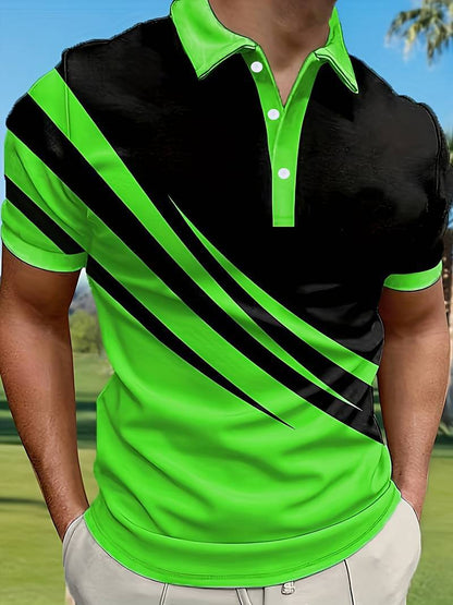 🔥👔【S-6XL】Męska nowa letnia koszulka POLO w paski z nadrukiem 3D