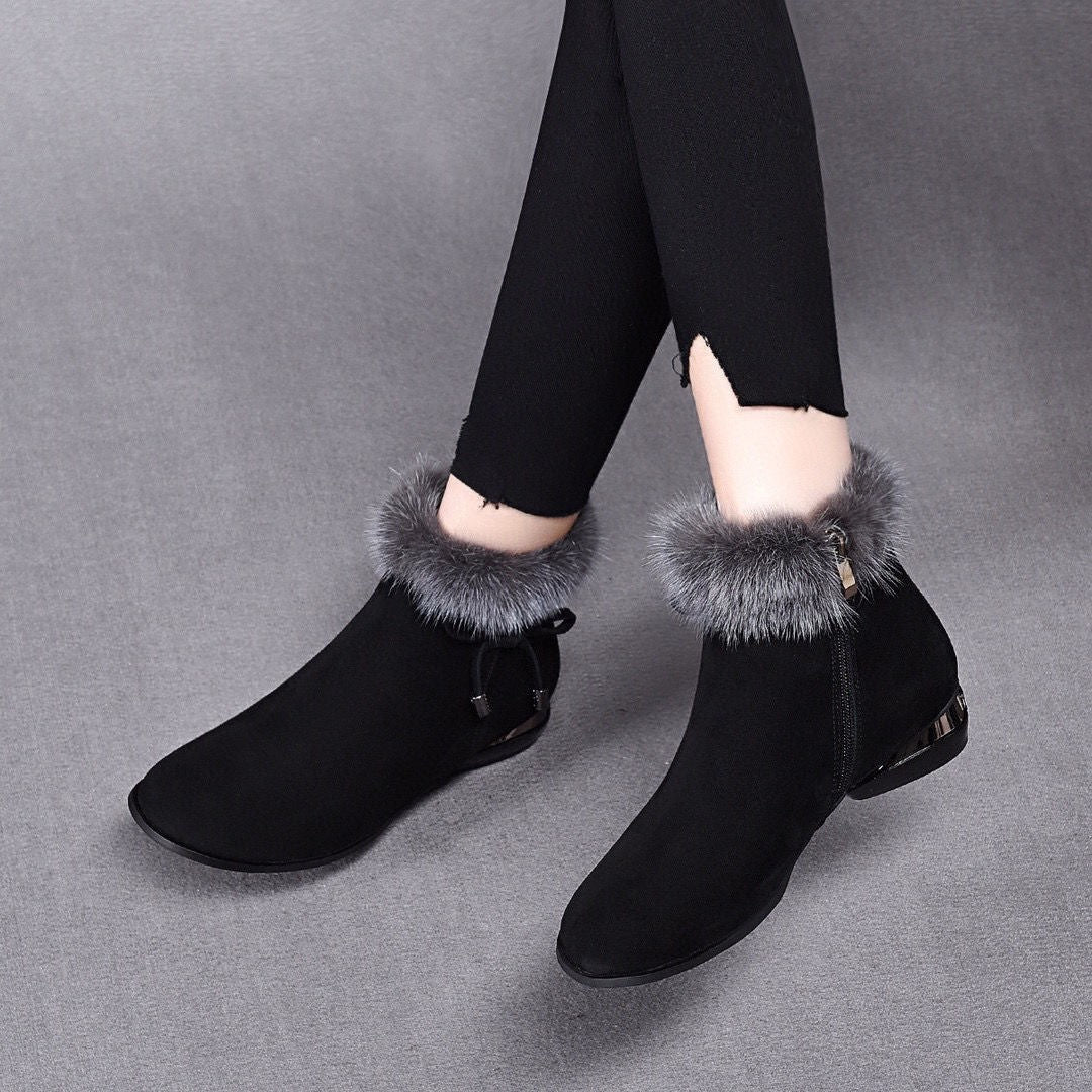 😍😍【35-41】 Mehki usnjeni škornji z okroglo konico in srednjo peto