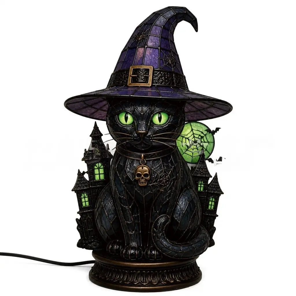 🧙‍♀️✨Lampa w kształcie kapelusza czarownicy, ozdoba z żywicy, ozdoba na biurko, lampa stołowa