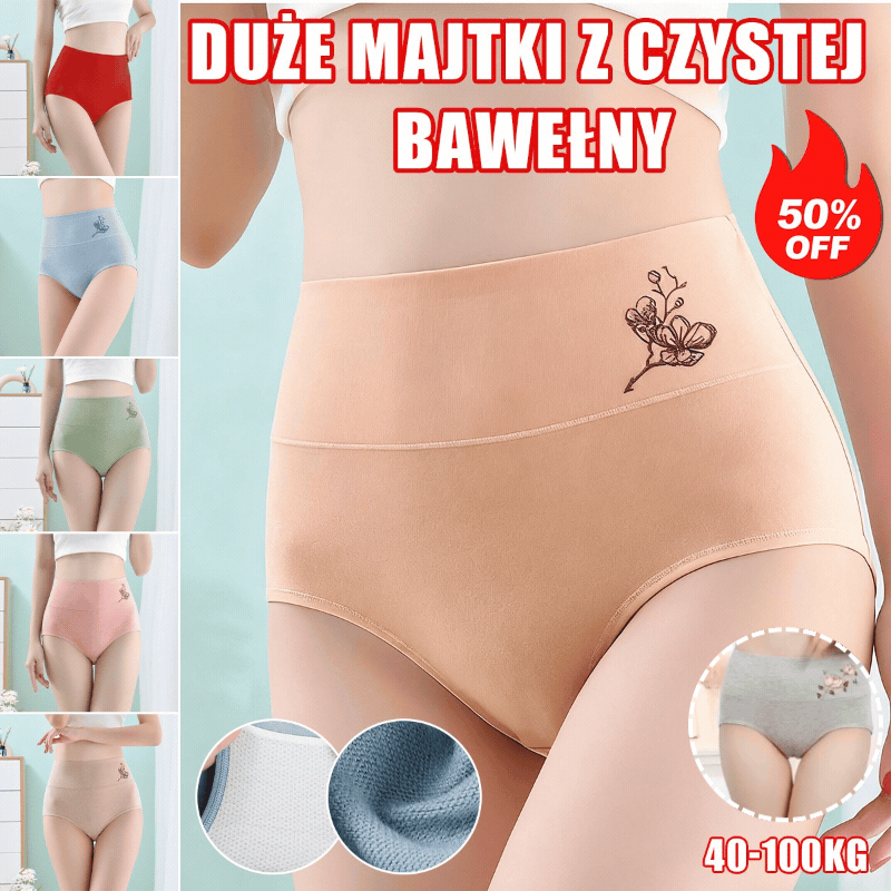 💖【Kup 3, otrzymaj 3 gratis】Czysta bawełna, wysoki stan, duże rozmiary, majtki podnoszące biodra [40-100 kg]