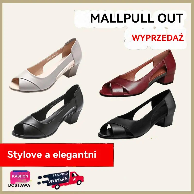 👠【Zniżka ograniczona czasowo】 [Rozmiary 35-40]🔥 Nowe, oryginalne skórzane sandały, niski obcas, wygodne, stylowe i eleganckie，Sandały damskie