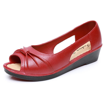 🌼Sandale Elegante Cu Culoare Solidă Pentru Femei, Talpă Moale Cu Platformă, Încălțăminte Casual Cu Decupaje, Pantofi Cu Vârf Deschis Și Talpă În Formă De Călcâi Pentru Vara