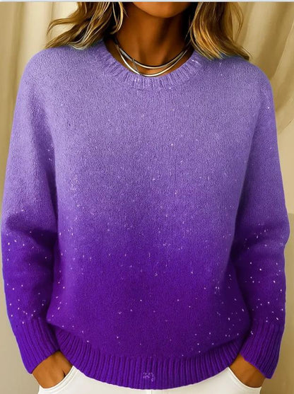 🔥【XS-5XL】Pleteni pulover z okroglim izrezom in gradientnim vzorcem ter motivom zvezdnatega neba