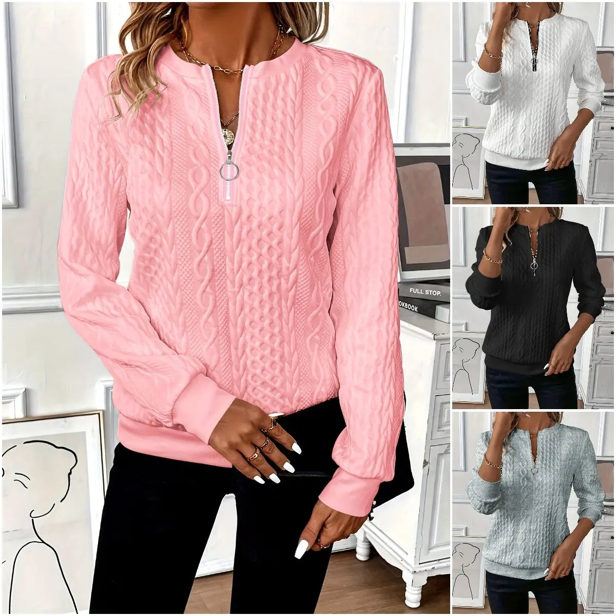 🎀🎀【S-2XL】 Nowy jesienny i zimowy sweter damski zapinany na zamek