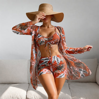 👙☀️【S-XL】2026 Nowy trzyczęściowy zestaw kąpielowy z szalowym wzorem