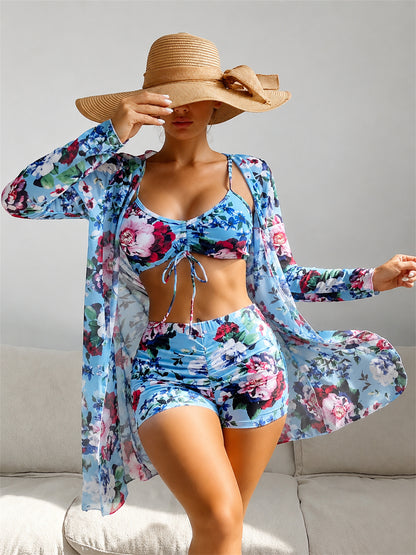 👙☀️【S-XL】2026 Nowy trzyczęściowy zestaw kąpielowy z szalowym wzorem
