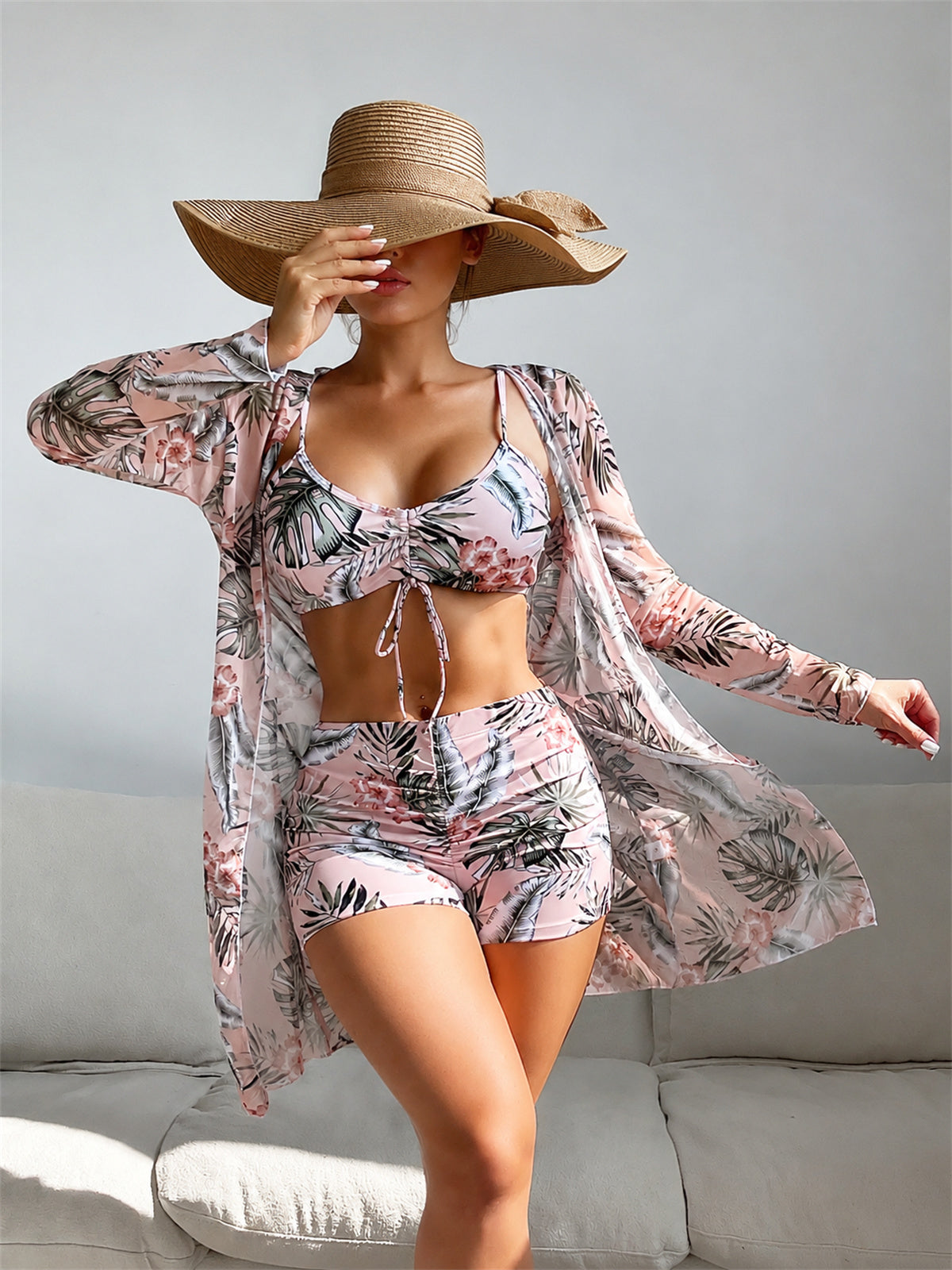 👙☀️【S-XL】2026 Nowy trzyczęściowy zestaw kąpielowy z szalowym wzorem
