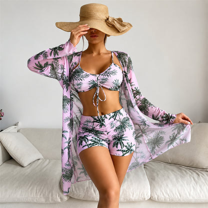 👙☀️【S-XL】2026 Nowy trzyczęściowy zestaw kąpielowy z szalowym wzorem