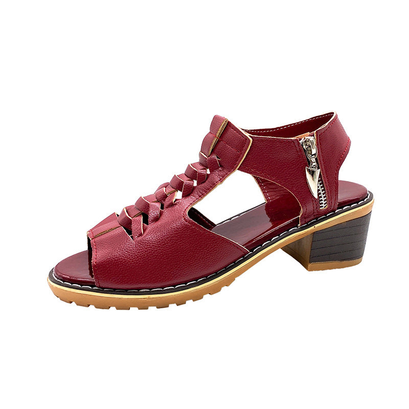 Wyprzedaż magazynu 💟【35-41】Klasyczne retro skórzane sandały damskie na grubej platformie