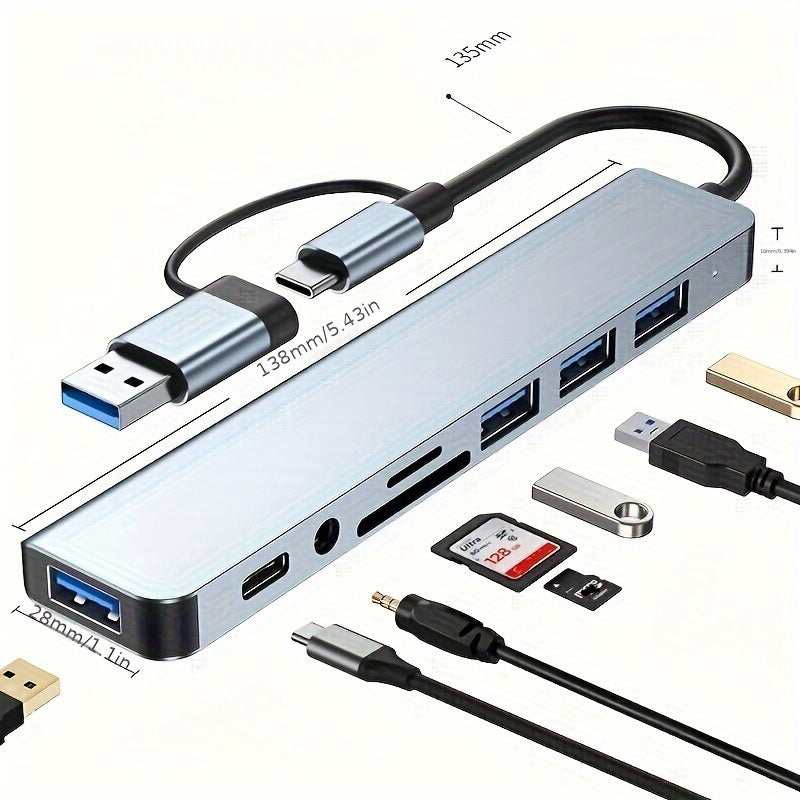 Concentrador multiinterfaz para portátil 8 en 1