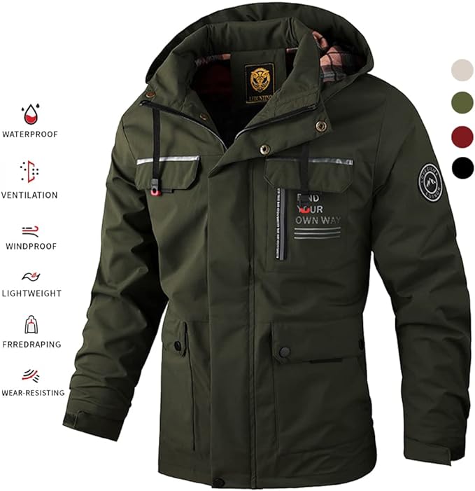 🔥🔥【M-6XL】Φθινοπωρινό και χειμωνιάτικο ανδρικό χοντρό, ζεστό, αντιανεμικό και αδιάβροχο μπουφάν