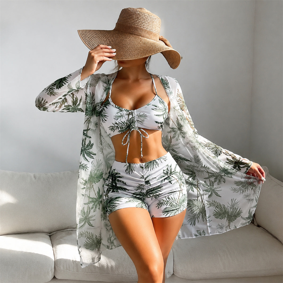 👙☀️【S-XL】2026 Nowy trzyczęściowy zestaw kąpielowy z szalowym wzorem