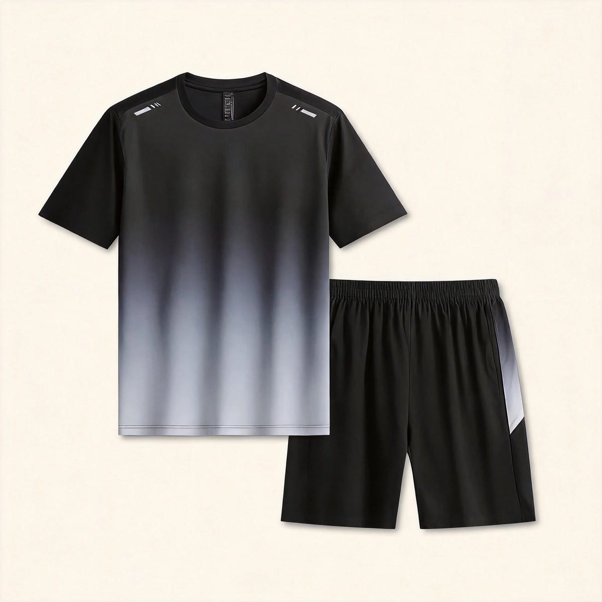 Nowy szybkoschnący zestaw sportowy (unisex) – swobodny komplet z krótkim rękawem w dużych rozmiarach; chłodzący, szybkoschnący materiał typu „ice-silk”