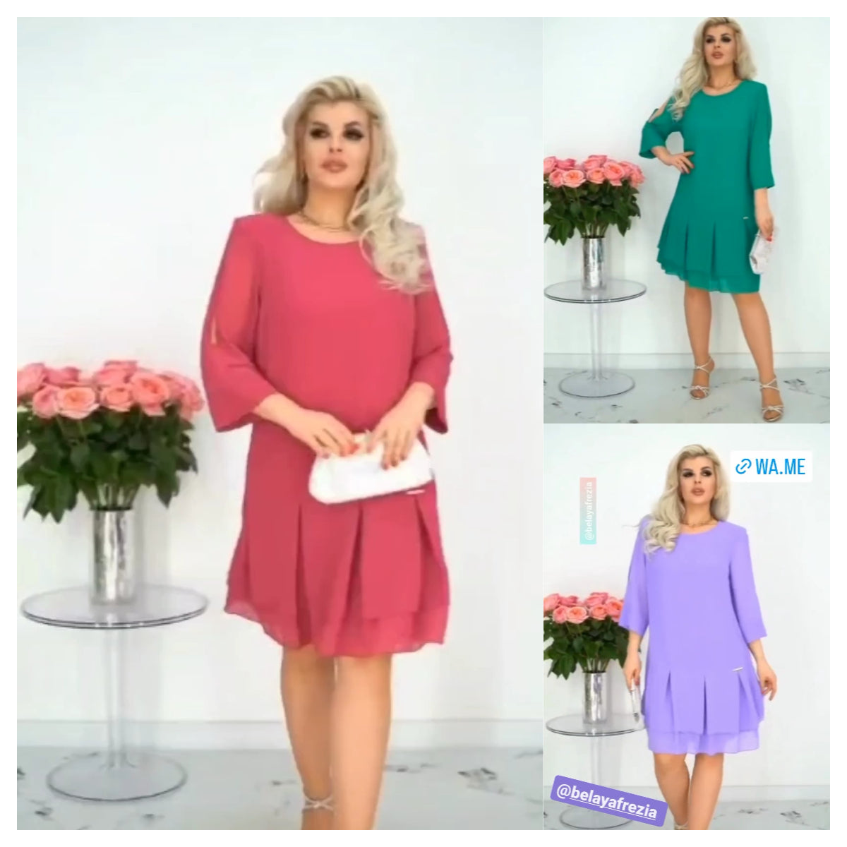 💕【S-5XL】👗Rochie elegantă cu imprimeu din plasă în trei culori