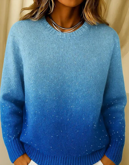 🔥【XS-5XL】Pleteni pulover z okroglim izrezom in gradientnim vzorcem ter motivom zvezdnatega neba
