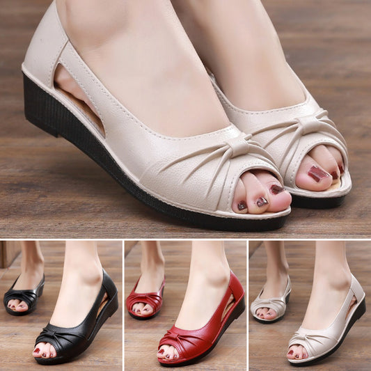 🌼Sandale Elegante Cu Culoare Solidă Pentru Femei, Talpă Moale Cu Platformă, Încălțăminte Casual Cu Decupaje, Pantofi Cu Vârf Deschis Și Talpă În Formă De Călcâi Pentru Vara