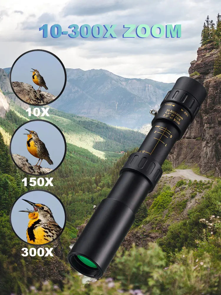 Oferta ograniczona czasowo! Lornetka HD z zoomem 10-300X, profesjonalna, przenośna, dalekiego zasięgu, noktowizyjna, monokularowa, myśliwska, snajperska