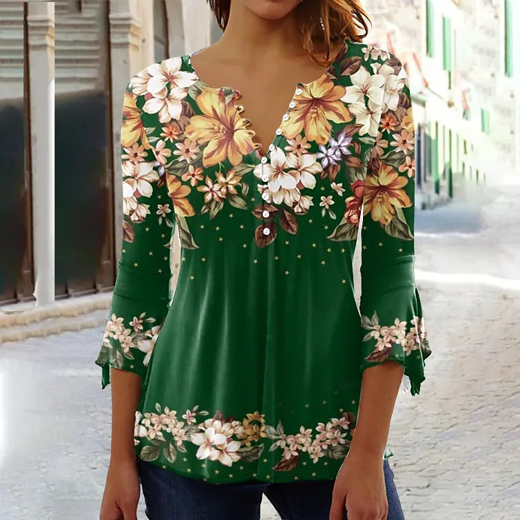 👚【S-5XL】2026 nowy styl, modna koszulka z nadrukiem i dekoltem w serek