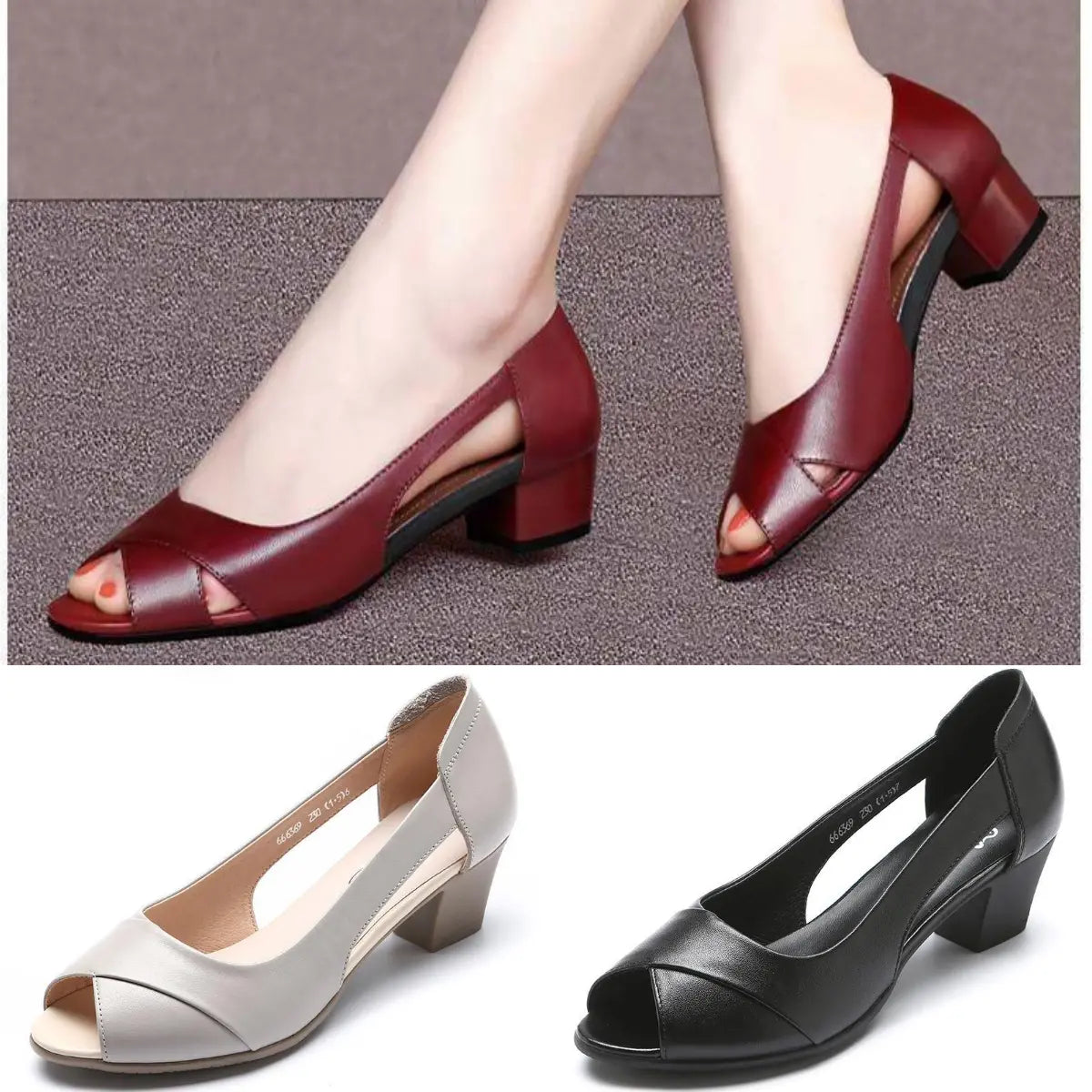 👠【Zniżka ograniczona czasowo】 [Rozmiary 35-40]🔥 Nowe, oryginalne skórzane sandały, niski obcas, wygodne, stylowe i eleganckie，Sandały damskie