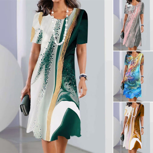 ✨ 【XS-8XL】Nowa sukienka damska, swobodna i stylowa, z okrągłym dekoltem i dopasowanym krojem.