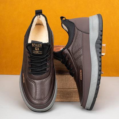 ⛄🔥【39-45】Zapatos deportivos casuales de invierno 2026 para hombre, nuevos, de cuero genuino, impermeables, con suela suave de terciopelo