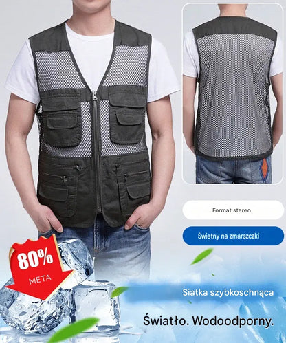 Prosta, funkcjonalna kamizelka z wieloma kieszeniami🔥【XL-4XL】