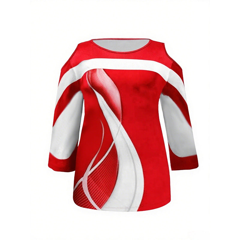 👚Specjalne oferty Plus Size👚Najlepiej sprzedający się top z odkrytymi ramionami w blokach kolorów