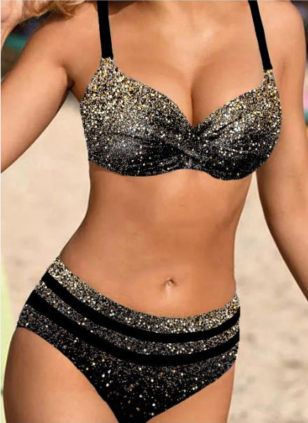 🎀[S~5XL]👙2025 Nowy kostium kąpielowy z nadrukiem i rozcięciem w dużym rozmiarze